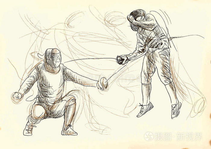 击剑决斗插画-正版商用图片0mnzhf-摄图新视界