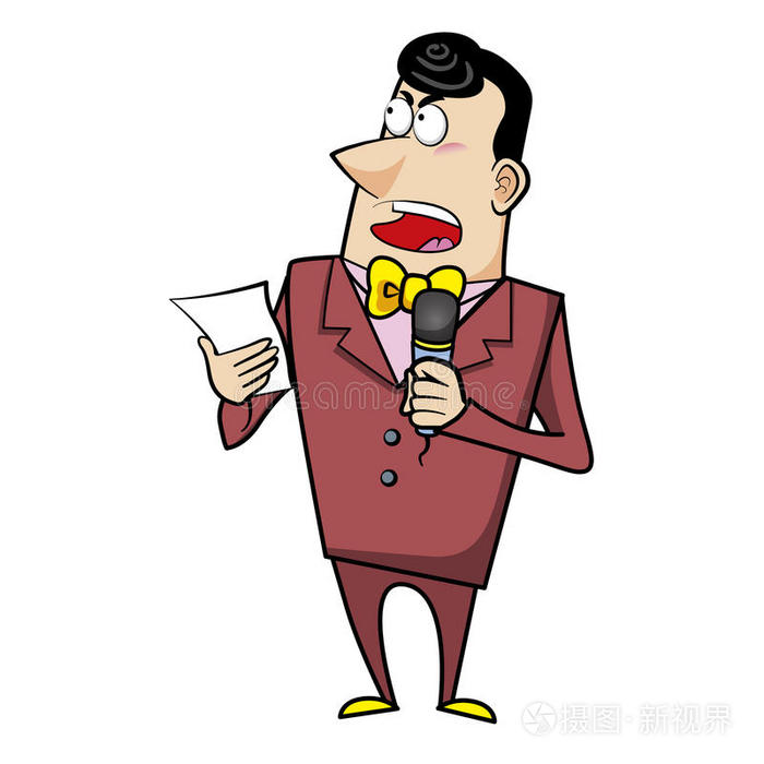 卡通主持人带话筒主持人