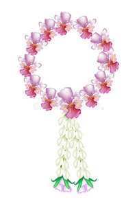 一个鲜粉色的万达兰花花环图片