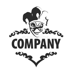 标志小丑马戏团小丑马戏团矢量 logo 设计模板.