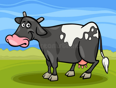 奶牛场动物卡通插图