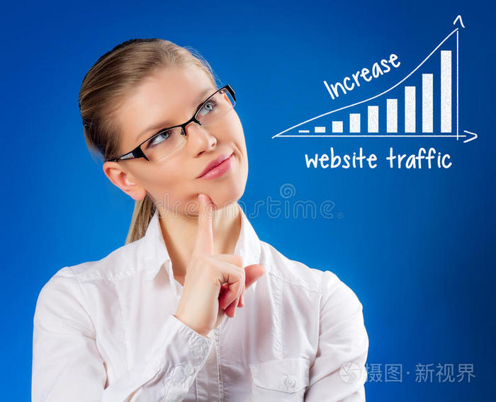 漂亮的金发女看seo图。