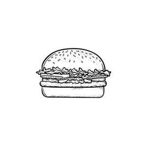 汉堡手画素描图标