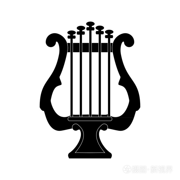 七弦琴黑色剪影