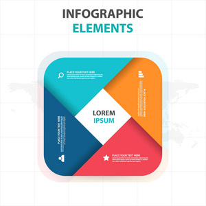 抽象的圆角矩形业务信息图表元素，演示文稿模板平面设计矢量图的网页设计营销广告