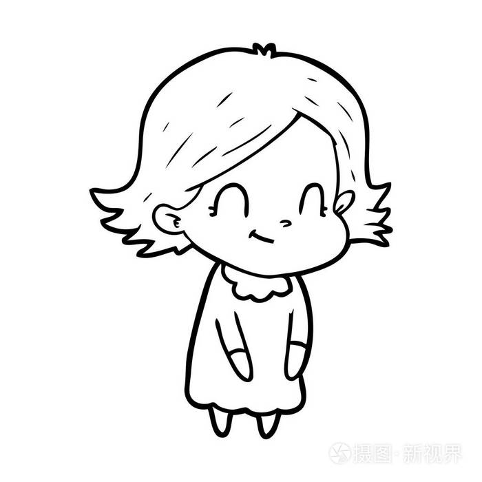 卡通友好女孩的矢量插图