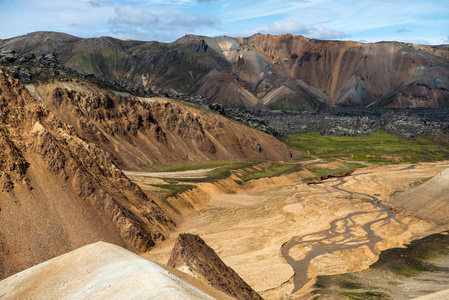 Fjallabak 自然保护区的 Landmannalaugar 山。冰岛