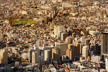 日本东京市区城市景观鸟瞰住宅图片