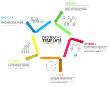 五步纸的信息图表模板的图标