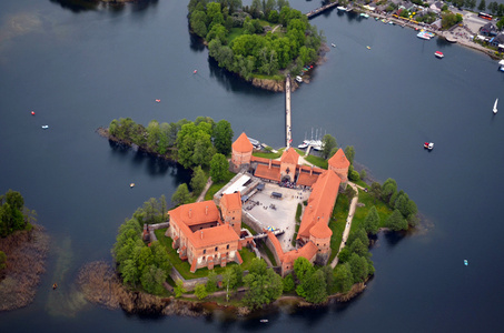 老城堡的鸟瞰图。特拉凯 立陶宛