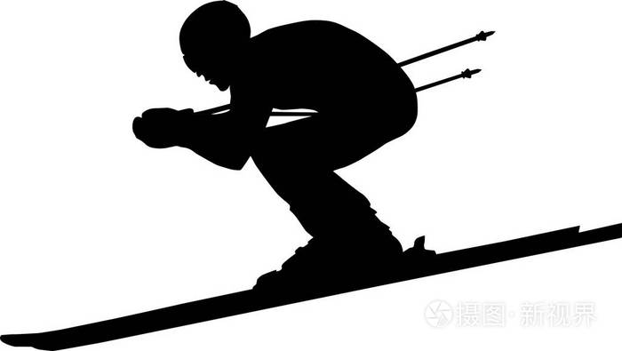下坡的男子运动员在竞争中高山滑雪滑雪