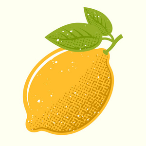 黄柠檬绿叶色插画