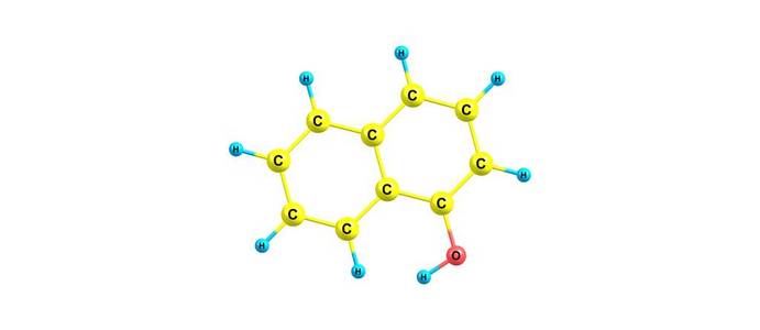 在白色背景下分离的萘酚结构