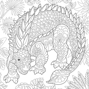 zentangle 甲龙恐龙