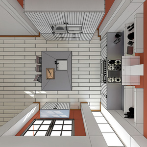 现代厨房 3d 室内渲染