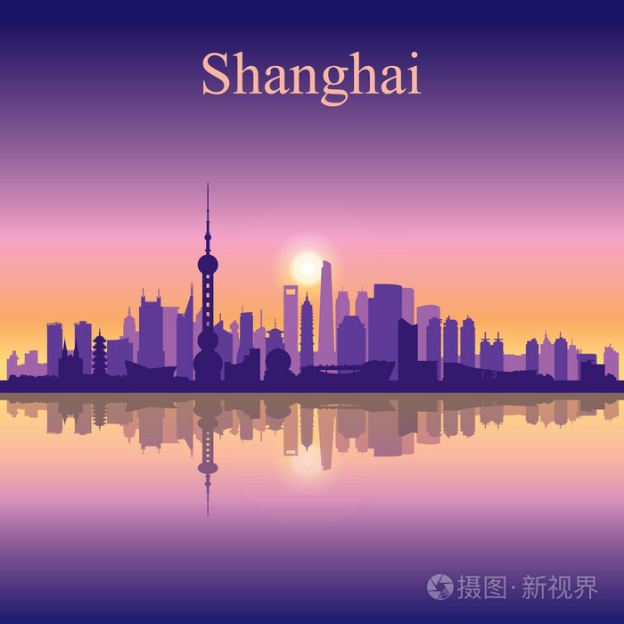 上海市的天际线轮廓背景