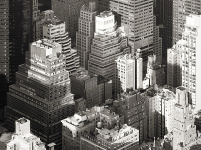 城市景观的纽约城的黑白视图