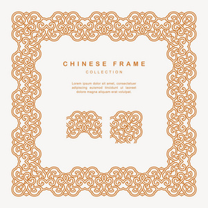 中国传统金框花纹设计装饰 Eleme