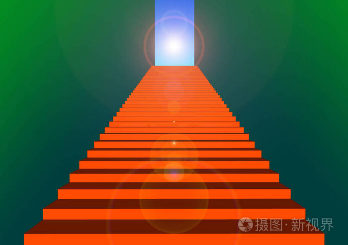 红色台阶的例证到天空