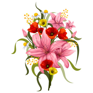 邀请和贺卡设计多彩的老式鲜花花束