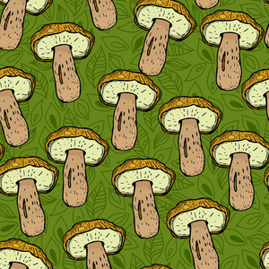 无缝模式与不同的蘑菇