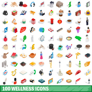 100健康图标集, 等距3d 样式