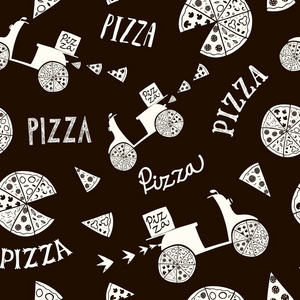 手工绘制的披萨无缝背景