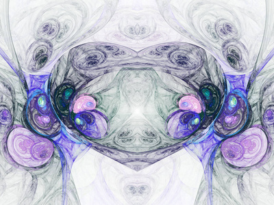 紫色和蓝色的分形心，数码艺术作品的创意图形设计