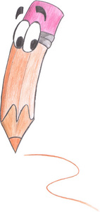 彩色铅笔的眼睛是卡通人物, 是画一条线上的白色纸矢量