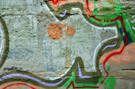 艺术在地下。美丽的街头艺术涂鸦风格。墙上装饰着抽象的图画房子油漆。现代标志性城市文化的街头青年。抽象时尚图片在墙壁上