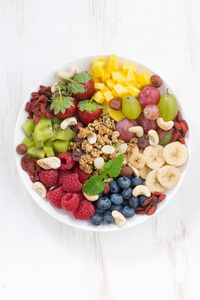 健康早餐浆果 水果和谷类产品