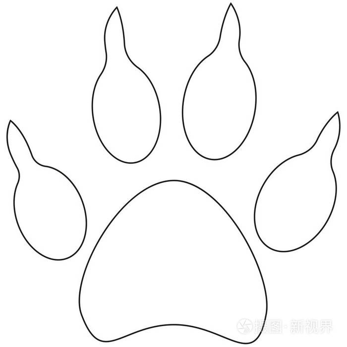 线条艺术狗爪足迹图标海报