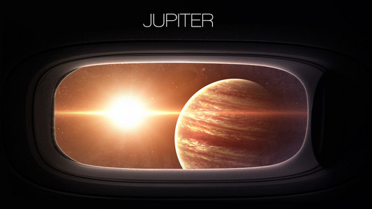 木星在宇宙飞船窗口港的太阳系行星之美