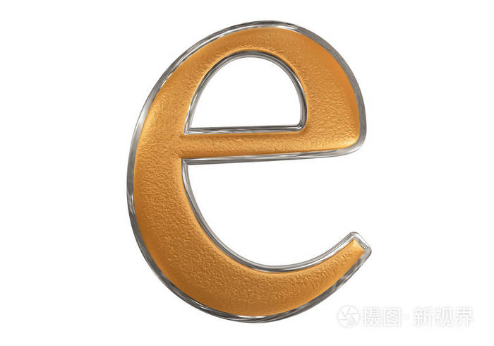 小写字母 e,白色,具有剪切路径上孤立 3d il