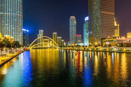 天津市海河美丽夜景