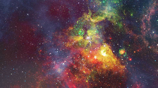 抽象明亮多彩的宇宙。由 Nasa 提供的这幅图像的元素