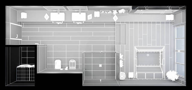 3d 室内渲染的现代浴室