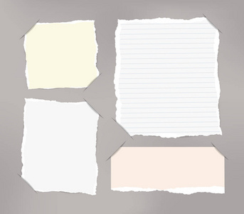 件的撕裂白色，柔和的空白和统治注本抄写本，笔记本工作表插入到切纸