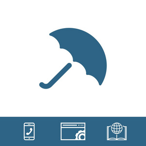 雨伞矢量图标。雨保护标志。平面设计风格
