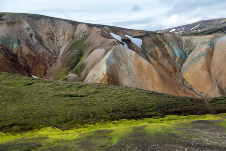 Fjallabak 自然保护区的 Landmannalaugar 山。冰岛