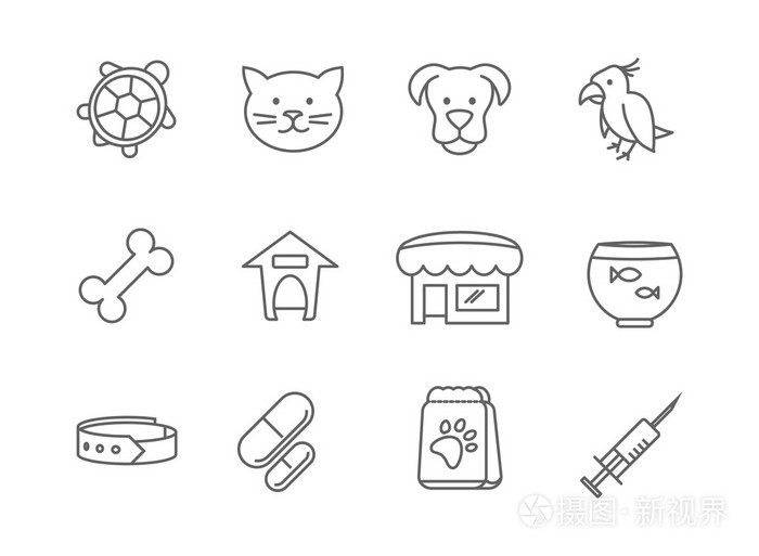 宠物店和诊所线矢量图标插画-正版商用图片0naais-摄图新视界