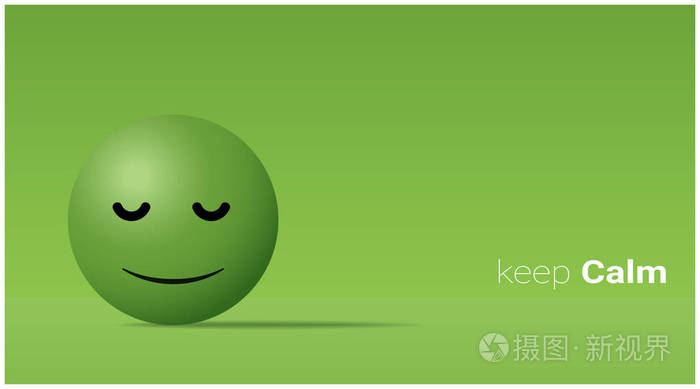 情绪背景与平静绿色面孔 emoji 表情, 媒介, 例证