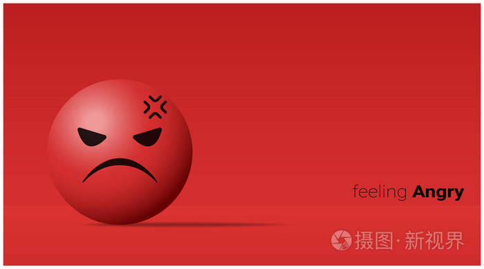 情绪背景与愤怒的红色面孔emoji表情媒介例证