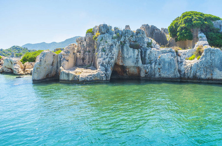 在土耳其 Kekova 湾被毁的定居点