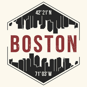 波士顿市图形，t 恤设计，t 恤打印 排版会徽