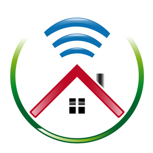 房子带 wifi 的抽象徽标