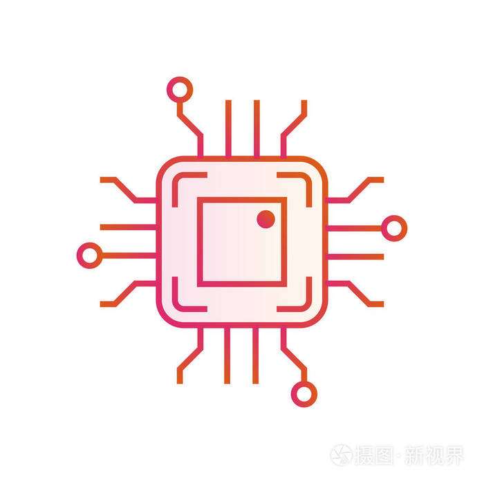 简单的芯片电路板.电路平的标志.矢量插图