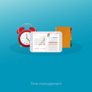 时间管理的概念策划 组织 工作时间。平面矢量图