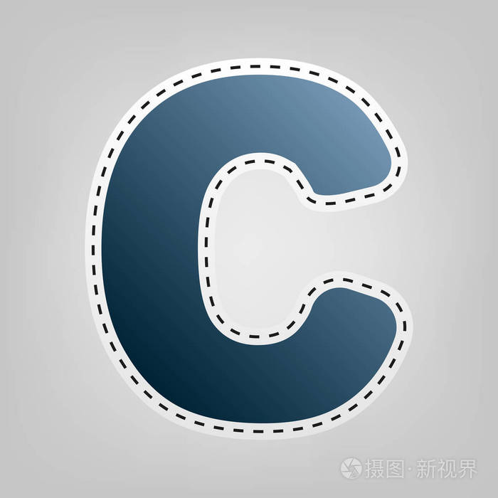 字母c标志设计模板元素矢量轮廓切割出在灰色背景的蓝色图标