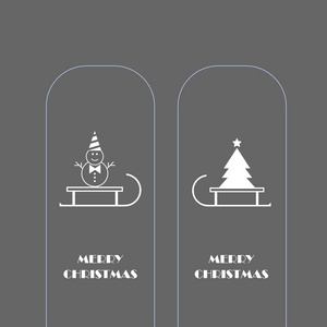 雪人和圣诞树矢量图标图片